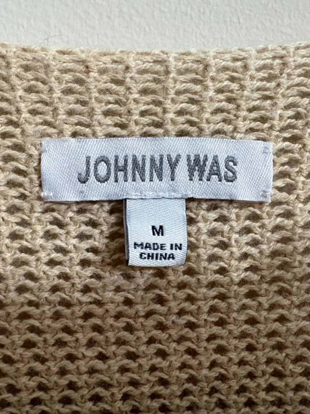 Johnny Was Openwork Pullover Natural Crochet Sweater Size M